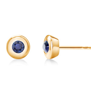 White Gold Bezel Set Sapphire Stud Earrings Weighing 0.30 Carat