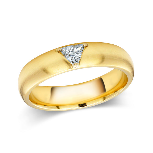 18 Karat Yellow Gold One Triangle Diamond Band - OGI-LTD