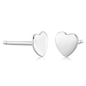 14 Karat White Gold Heart Shape Pair or Single Stud Earrings - OGI-LTD
