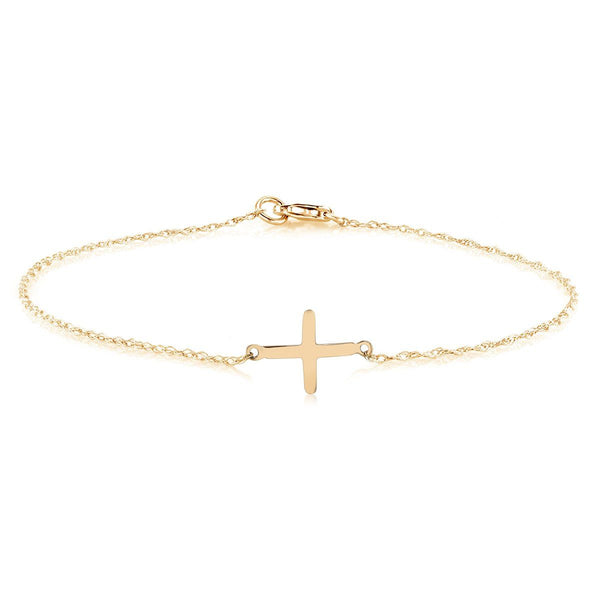 14 Karat Gold Cross Charm Bracelet - OGI-LTD
