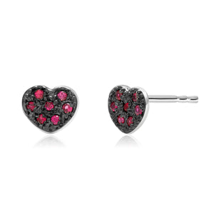 shop OGI Ltd heart shape ruby stud earrings 
