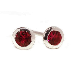 14 Karat White Gold 3 millimeter Ruby Stud Earrings