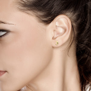 14 Karat Gold Black Diamond Half Moon Pair Stud Earrings - OGI-LTD