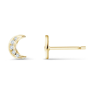 14 Karat Gold Half Moon Diamond Stud Earrings - OGI-LTD