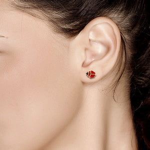 14 Karat Yellow Gold Enamel Ladybug Stud Earrings - OGI-LTD